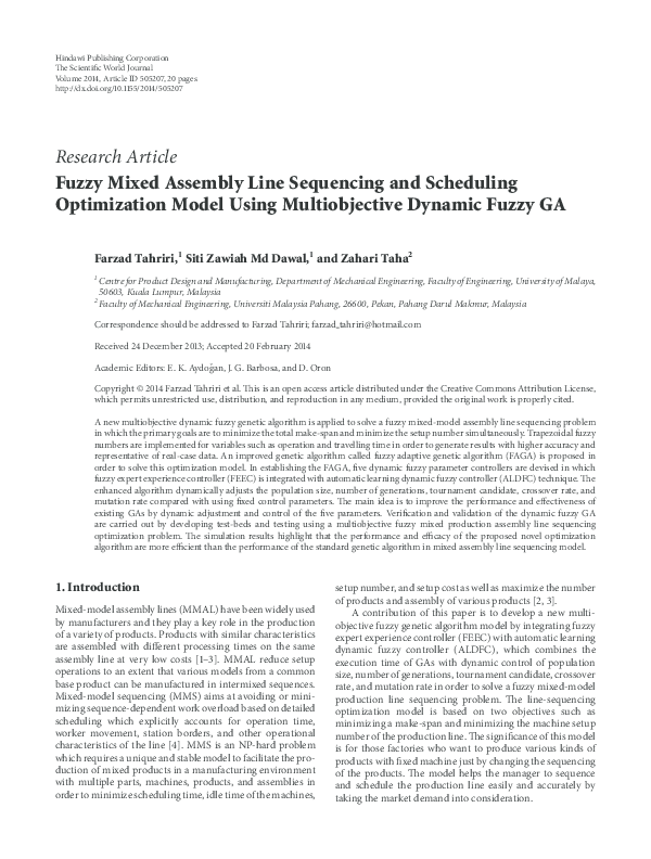 (PDF) Fuzzy Mixed Assembly Line Sequencing and Scheduling Optimization ...