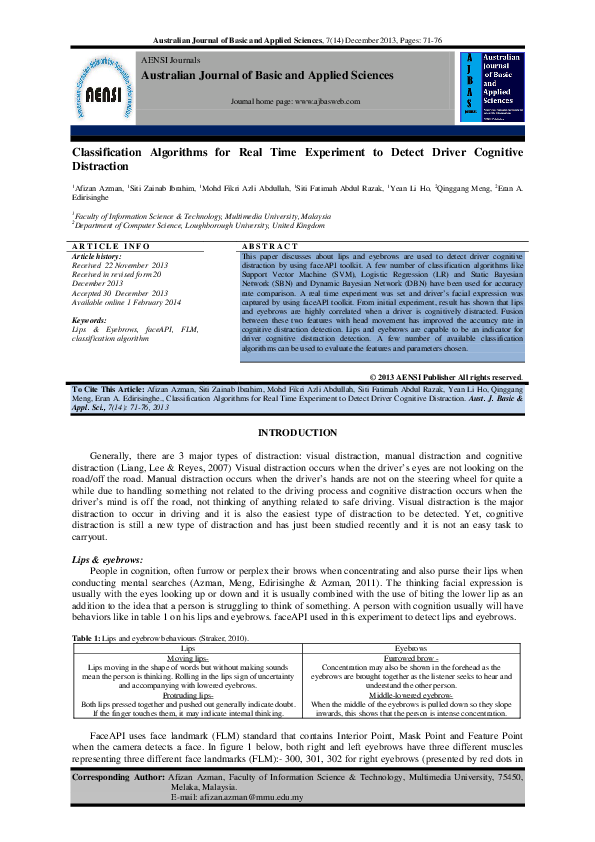 (PDF) Australian Journal of Basic and Applied Sciences Classification ...