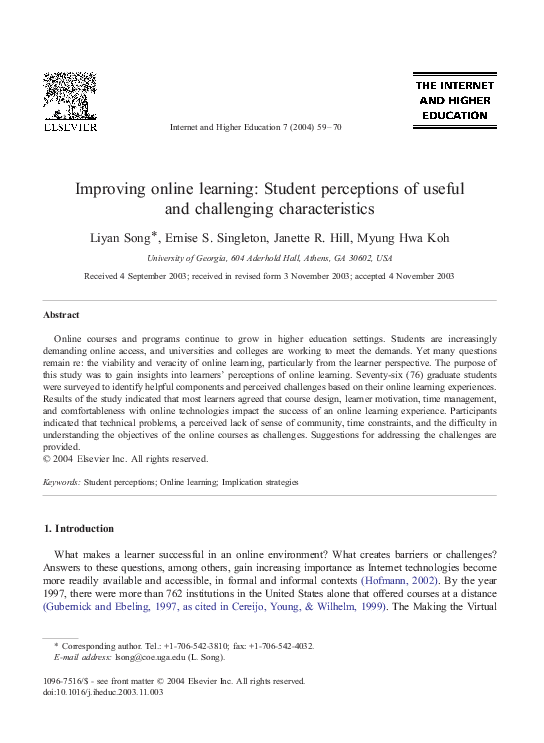 (PDF) Improving online learning: Student perceptions of useful and ...