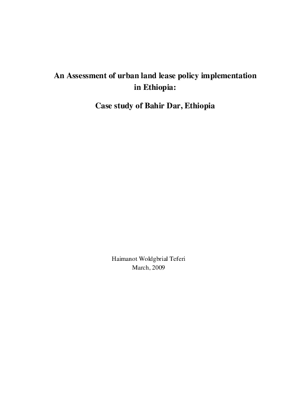 (PDF) An Assessment of urban land lease policy implementation in