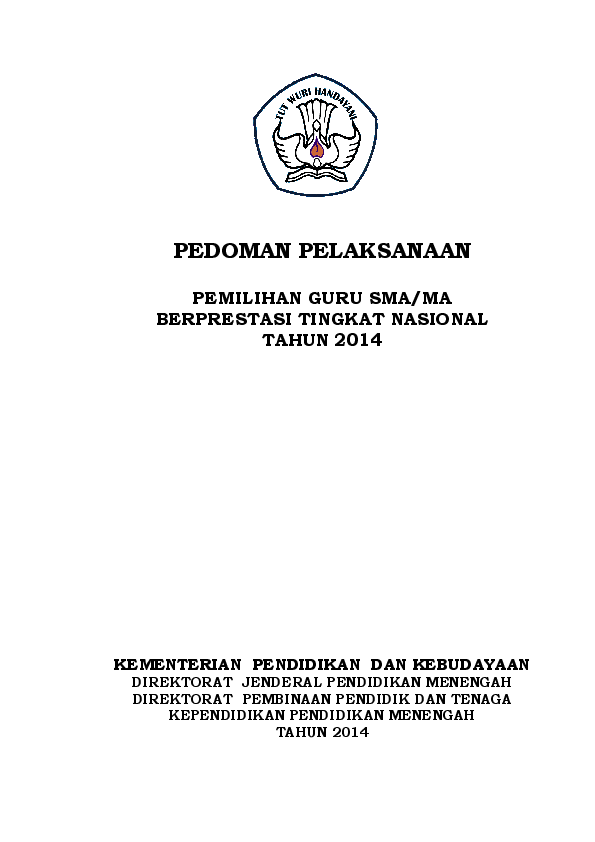 Pdf Pedoman Pelaksanaan Pemilihan Guru Sma Ma Berprestasi Tingkat Nasional Tahun 2014 Raden Masnan Academia Edu