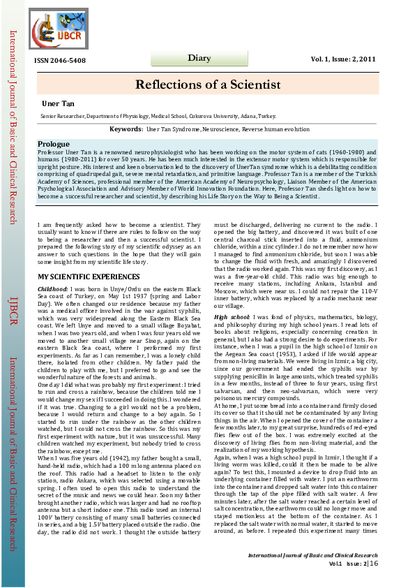 (PDF) Reflections of a Scientist