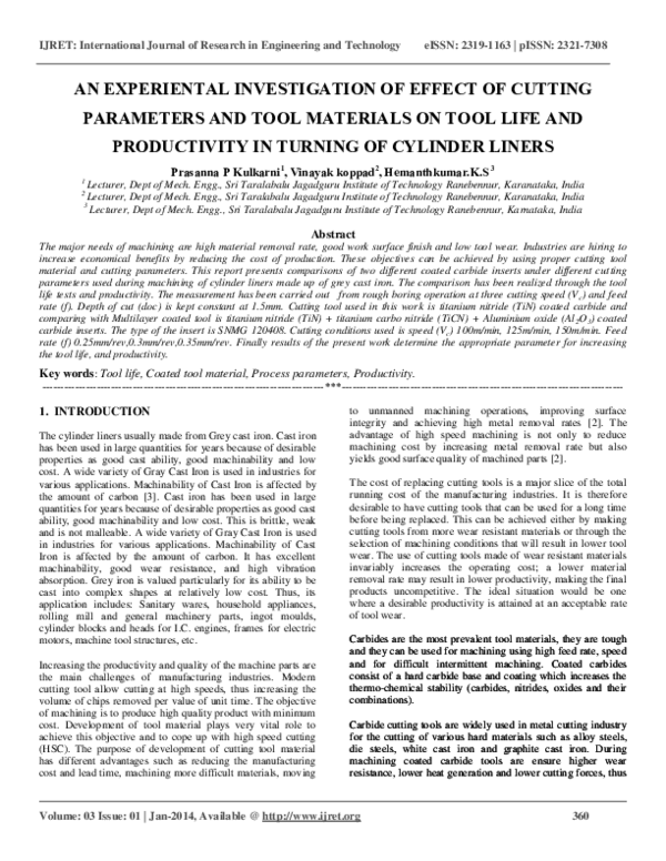 (PDF) AN EXPERIENTAL INVESTIGATION OF EFFECT OF CUTTING PARAMETERS AND ...