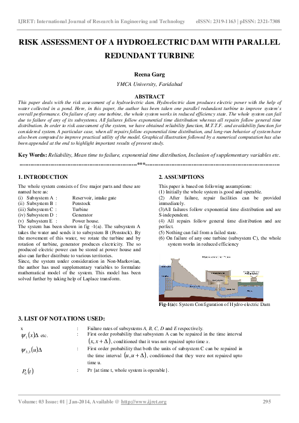 (PDF) RISK ASSESSMENT OF A HYDROELECTRIC DAM WITH PARALLEL REDUNDANT ...