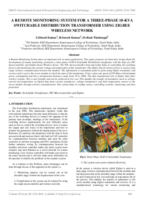 (PDF) A REMOTE MONITORING SYSTEM FOR A THREEPHASE 10KVA SWITCHABLE