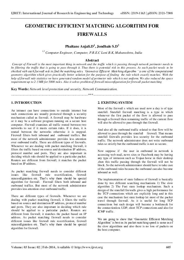 (PDF) GEOMETRIC EFFICIENT MATCHING ALGORITHM FOR FIREWALLS