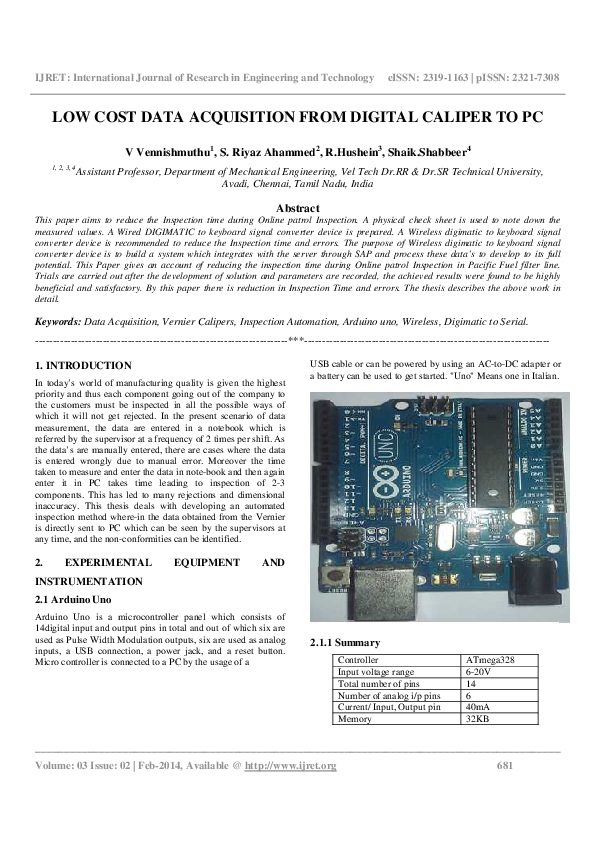(PDF) LOW COST DATA ACQUISITION FROM DIGITAL CALIPER TO PC