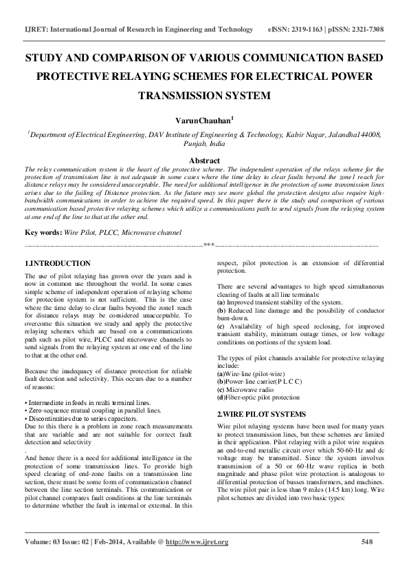 (PDF) STUDY AND COMPARISON OF VARIOUS COMMUNICATION BASED PROTECTIVE