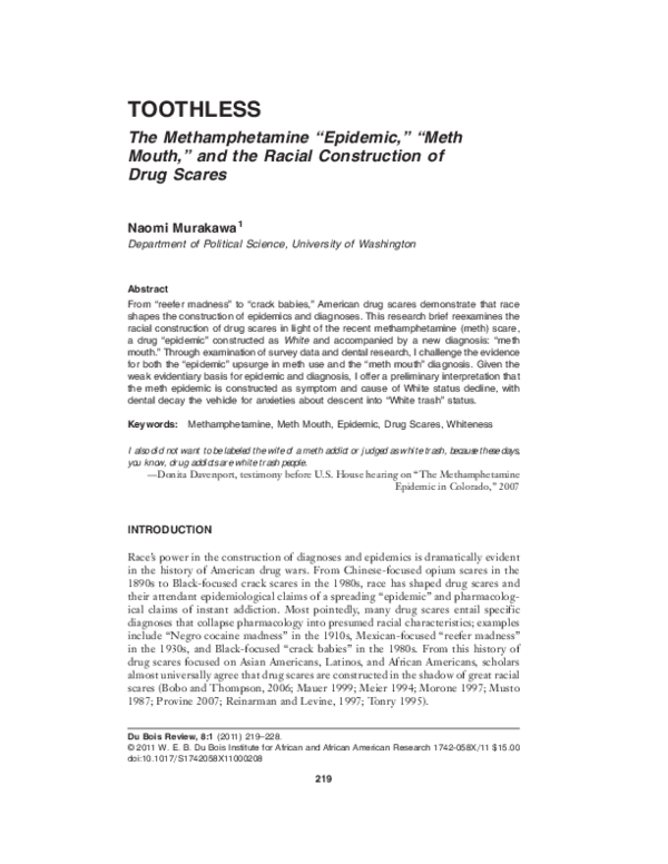 (PDF) Toothless: The Methamphetamine Epidemic, Meth Mouth, and the ...