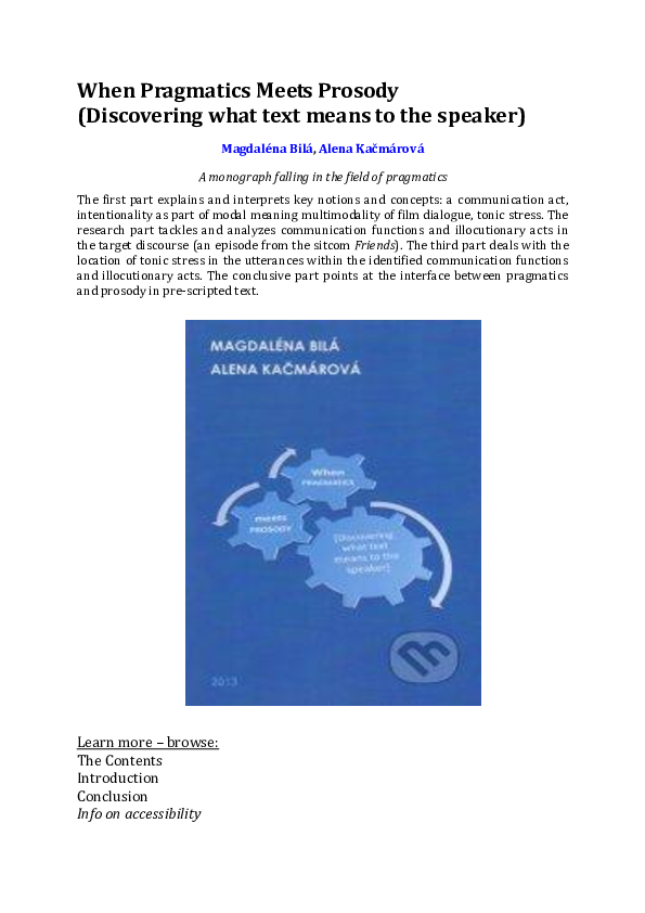 (PDF) Pragmatics and Prosody