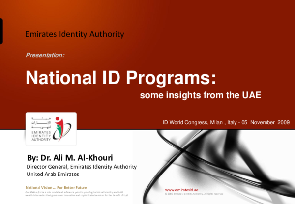 (PDF) National ID Programs: Some Insights from the UAE (2009-01)