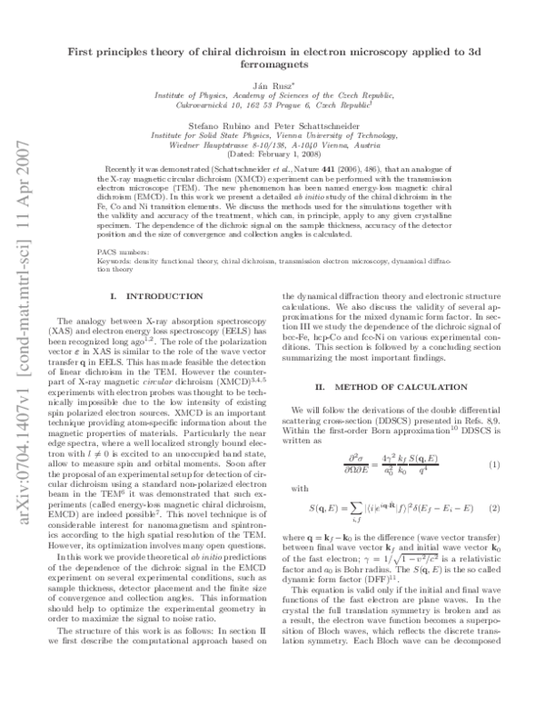 (PDF) Firstprinciples theory of chiral dichroism in electron