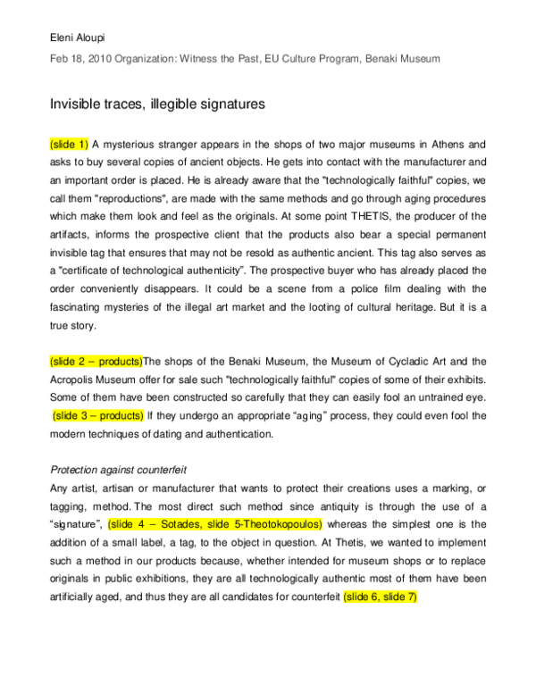 (PDF) Invisible traces, illegible signatures