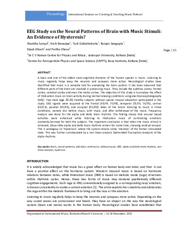 (PDF) EEG Study on the Neural Patterns of Brain with Music Stimuli: An ...