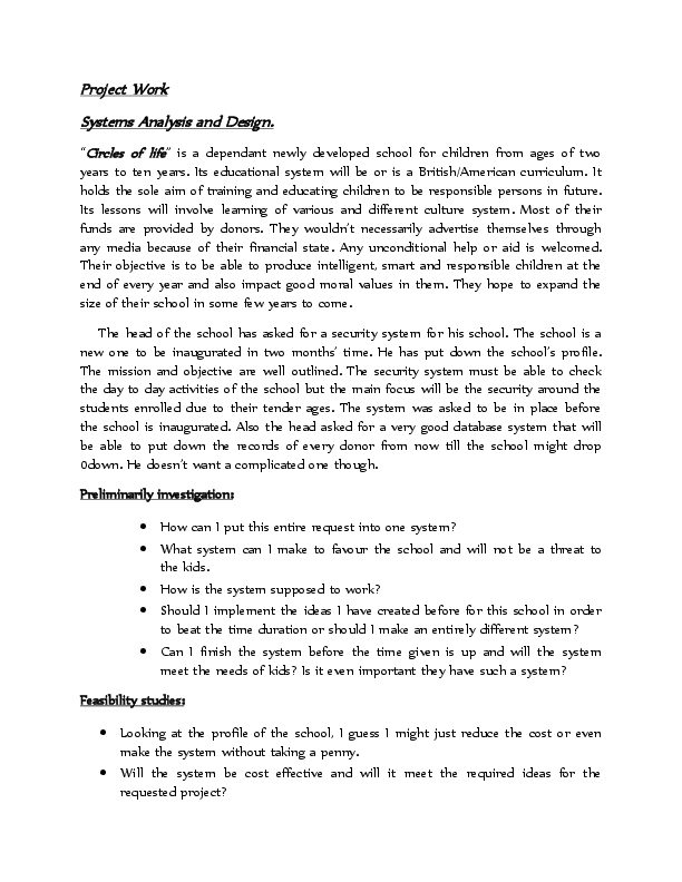 (DOC) Project Work Systems Analysis and Design Clifford Owusu