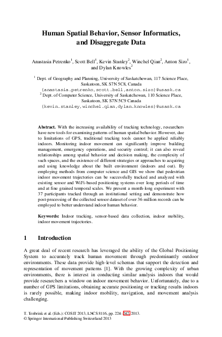 (PDF) Human Spatial Behavior, Sensor Informatics, and Disaggregate Data