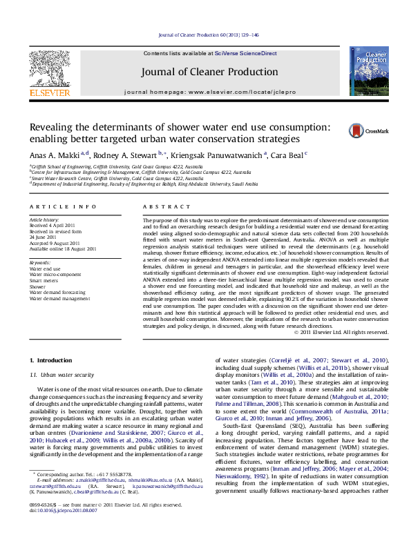 (PDF) Revealing the determinants of shower water end use consumption