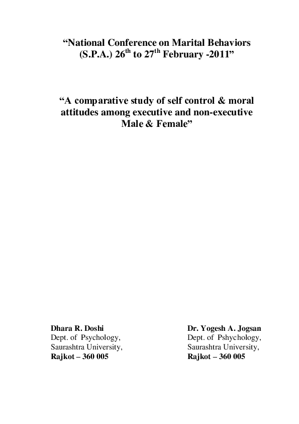 (DOC) A comparative study of self control & moral attitudes among ...