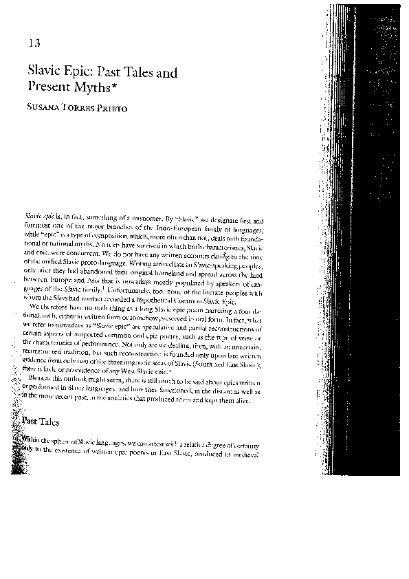 Slavic Epic: Past Tales and Present Myths