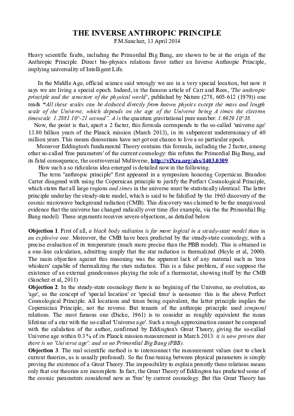 The anthropic principle states that picture