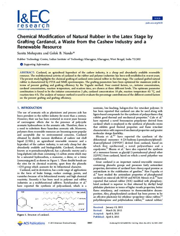 (PDF) Chemical Modification of Natural Rubber in the Latex Stage by