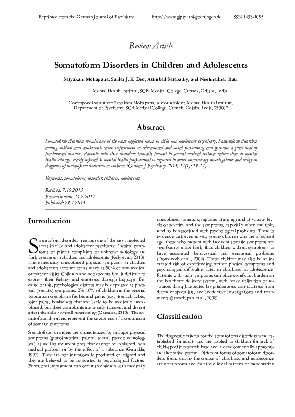 Examples of somatic symptom disorder picture