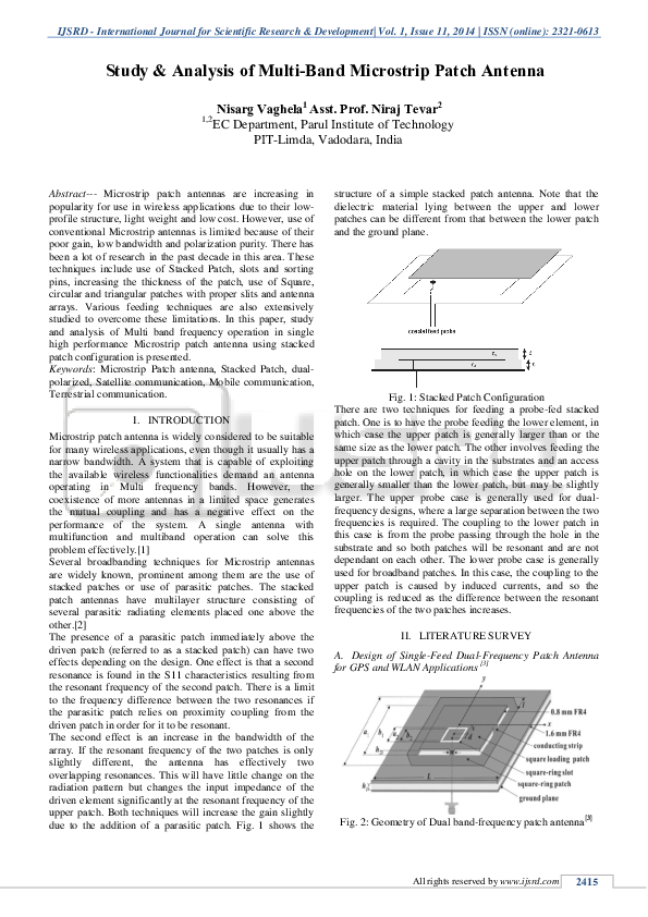 (PDF) Study & Analysis of MultiBand Microstrip Patch Antenna IJSRD