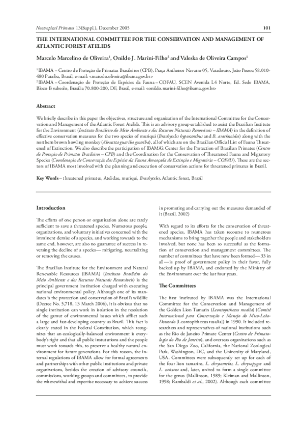 THE INTERNATIONAL COMMITTEE FOR THE CONSERVATION AND MANAGEMENT OF ...