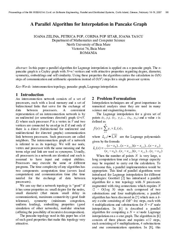(PDF) A Parallel Algorithm for Interpolation in Pancake Graph