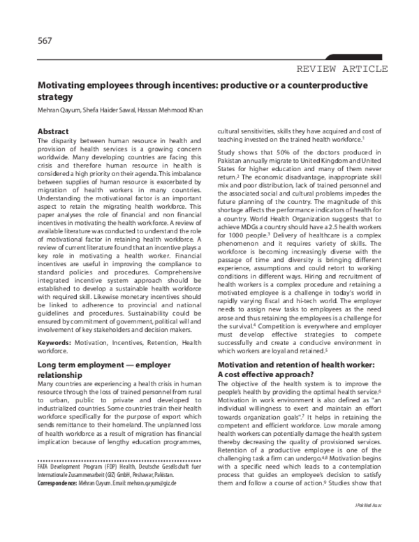 Motivating employees through incentives: productive or a counterproductive