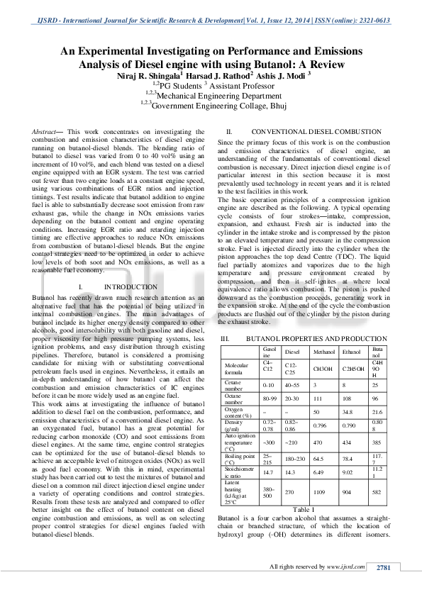 (PDF) An Experimental Investigating on Performance and Emissions ...