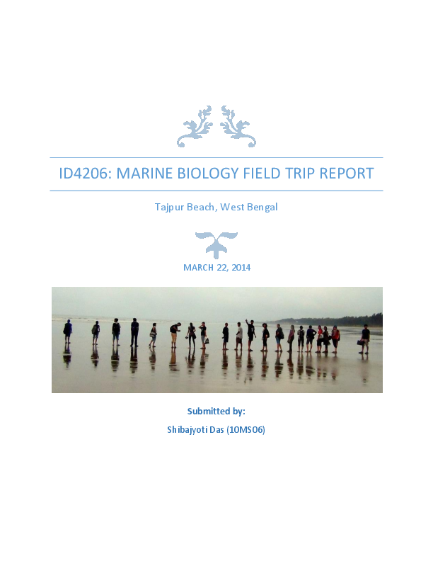 (PDF) MARINE BIOLOGY FIELD TRIP REPORT TAJPUR SEA BEACH, WEST BENGAL