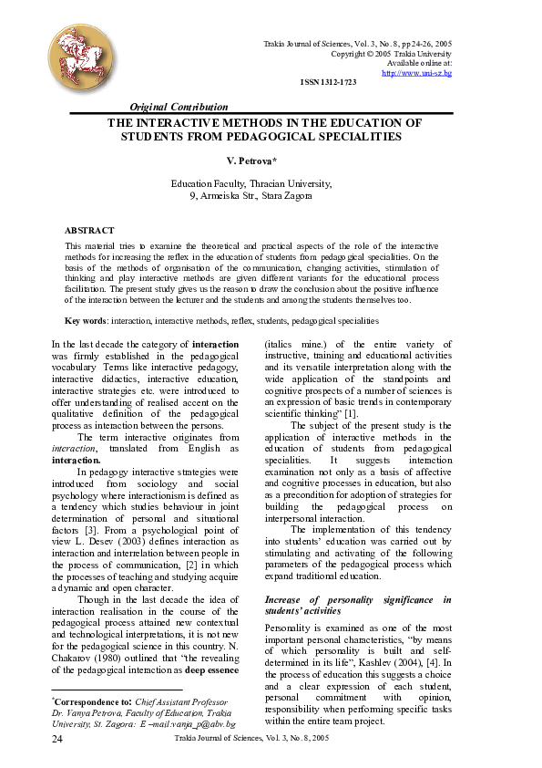(PDF) THE INTERACTIVE METHODS IN THE EDUCATION OF students from ...
