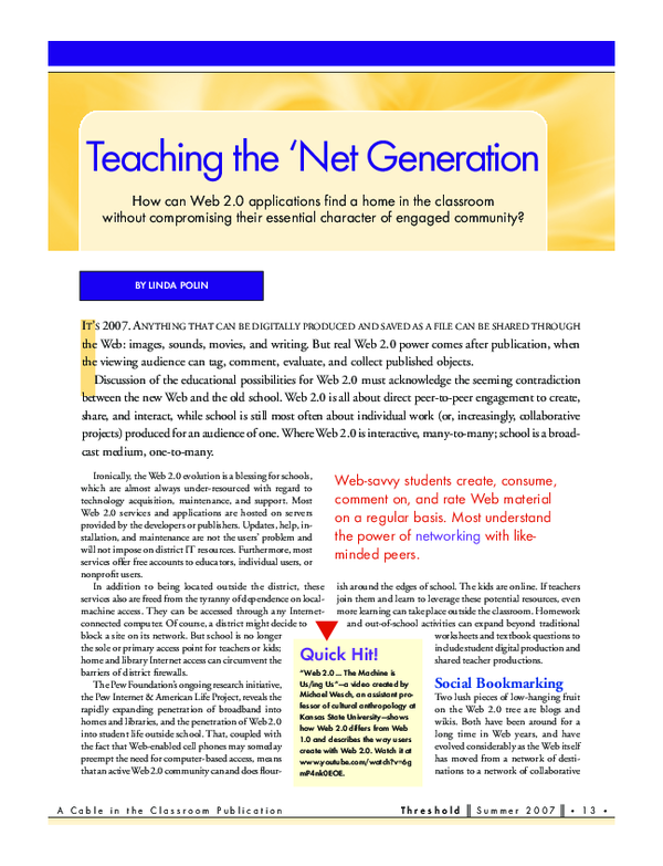 (PDF) Teaching the 'Net Generation
