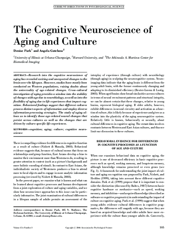 (PDF) The Cognitive Neuroscience of Aging and Culture