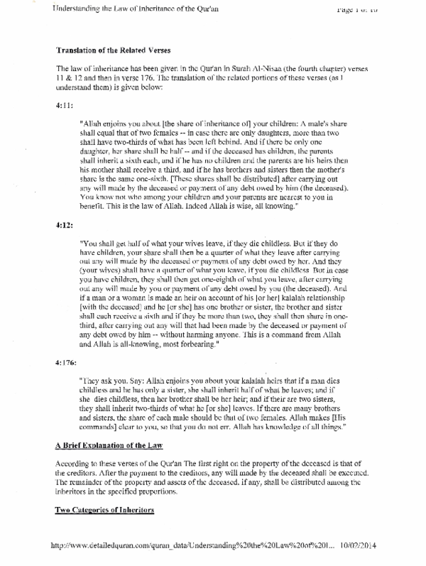 (PDF) ISLAMIC LAW OF INHERITANCE