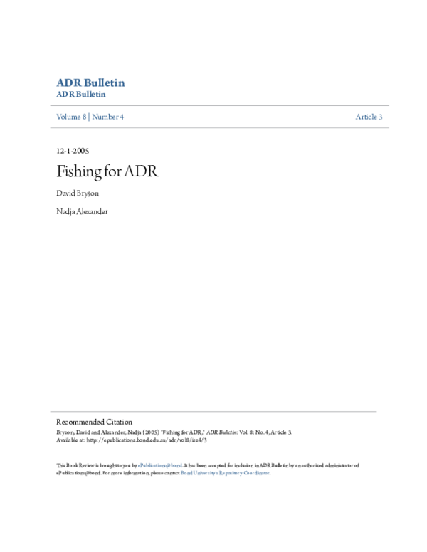 (PDF) Fishing for ADR