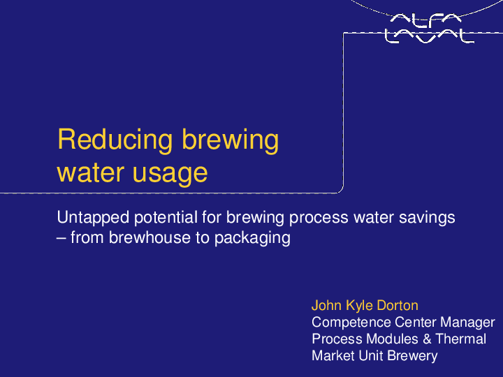 (PDF) Reducing brewing water usage untapped potential for brewing