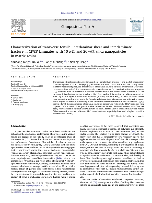 (PDF) Characterization of transverse tensile, interlaminar shear and ...