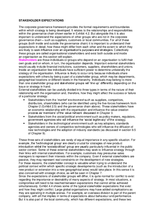 (DOC) STAKEHOLDER EXPECTATIONS