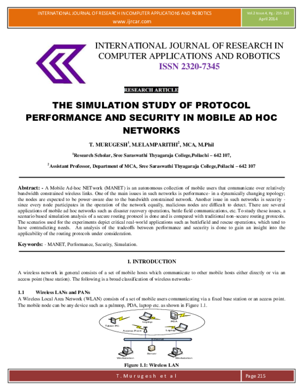 (PDF) THE SIMULATION STUDY OF PROTOCOL PERFORMANCE AND SECURITY IN ...