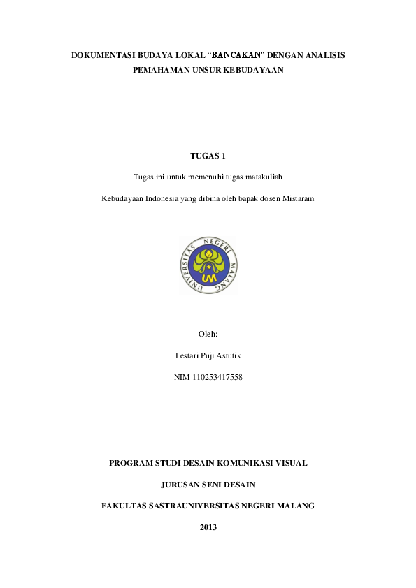 Doc Kebudayaan Indonesia Lestari Puji A Dkv Um 110253417558 Lestary A Academia Edu