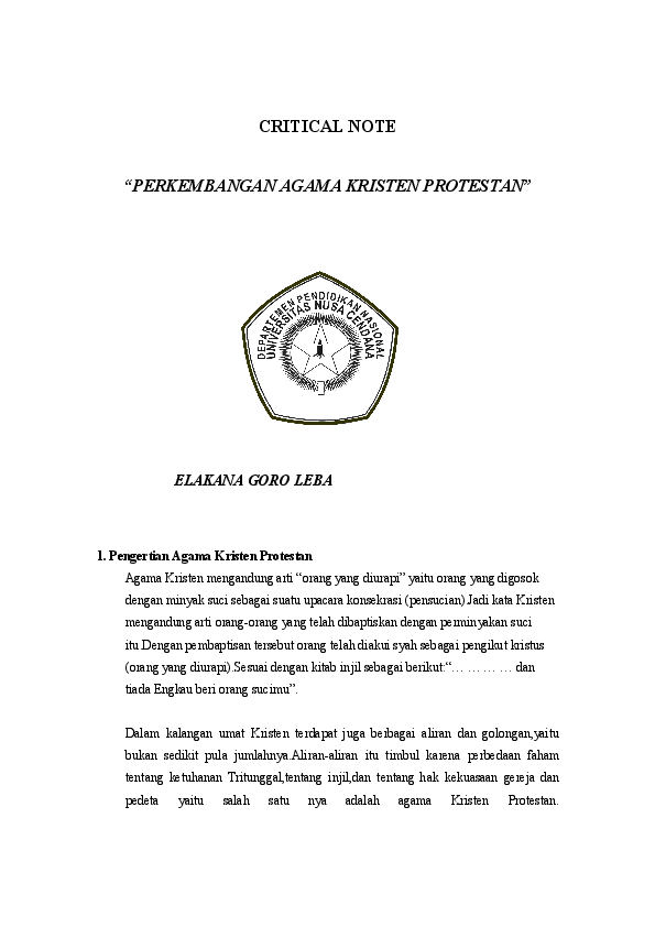 Pdf Perkembangan Agama Kristen Protestan Elkana Goro Leba Academia Edu