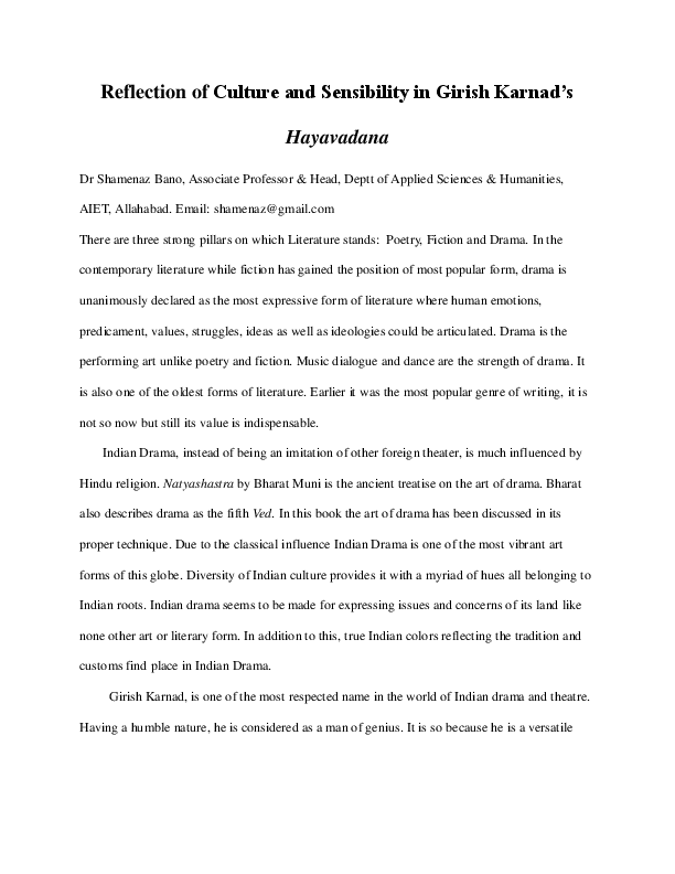 Summary of hayavadana image