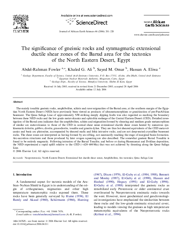 The significance of gneissic rocks and synmagmatic extensional ductile ...