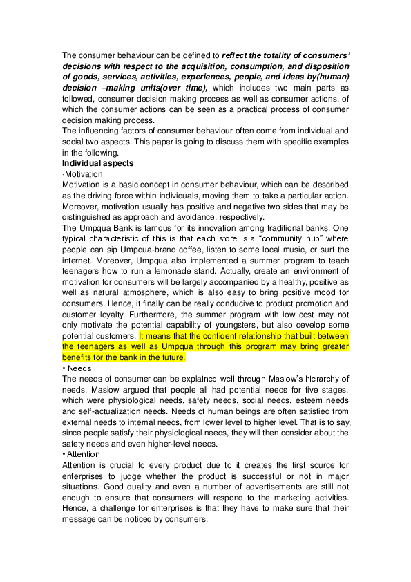 (DOC) Consumer behaviour