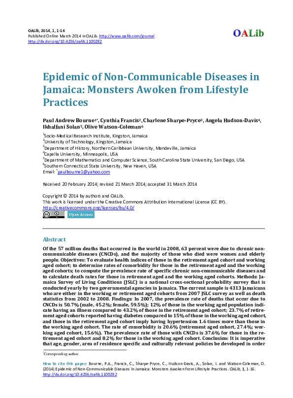(PDF) Diseases in Jamaica Paul Bourne Academia.edu