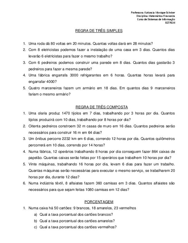(DOC) REGRA DE TRÊS SIMPLES | Katiuscia Schröer - Academia.edu