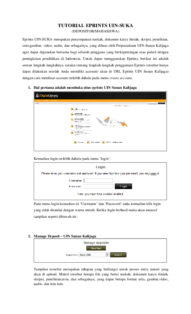 Tutorial Depositor Eprints Digital Library tutorial upload data di