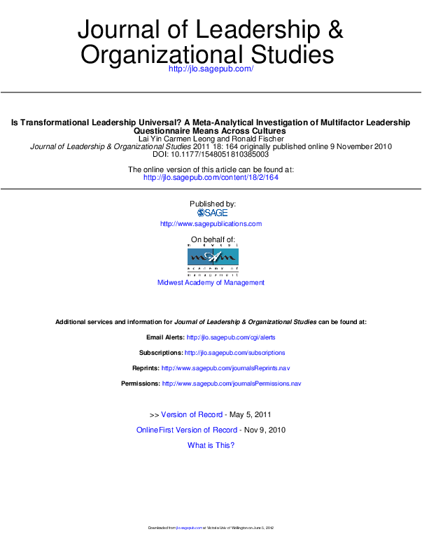 Multifactor Leadership Questionnaire Pdf